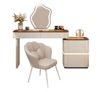 Meedlopia Coiffeuse avec Miroir et lumière, 3 Modes d'éclairage Couleur et Rangement Polyvalent, Coiffeuse pour Filles et Femmes, Coiffeuse avec tiroirs pour la Chambre à Coucher