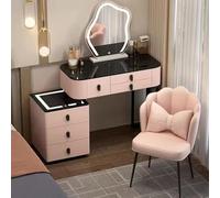 Meedlopia Ensemble Coiffeuse Professionnel: Miroir LED 3 Couleurs, Dessus Marbre - Coiffeuse avec Chaise Pétale et Range Mobile - pour Femme/Jeune Fille (Superbe Cadeau Épouse)