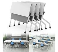 Meedlopia Lot de 4 Tables de conférence Pliantes Portables sur roulettes, idéales pour Les réunions de Bureau et Les Sessions de Formation