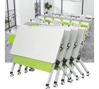Meedlopia Table de conférence Pliable avec roulettes verrouillables pour Une mobilité optimale et Un Design Bureau Blanc. Grande rectangulaire séminaire, silencieuse roulante (lot 4, 120 x 40 75 cm)