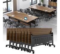 Meedlopia Table de conférence Pliable Moderne avec roulettes silencieuses, Lot de 8, 47,2 Pouces, pour Bureau, Salle de Classe et Salle de réunion