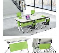 Meedlopia Table de conférence Pliable, réunion Ronde pour 8 Personnes, Formation rectangulaire Mobile avec roulettes étudier, Travailler, dîner, Combinaison Libre