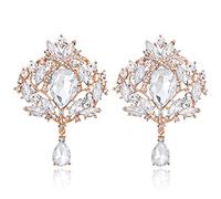 MEEDOZ Lot de 2 broches marquise en forme de goutte d'eau et de fleur en cristal pour femme, Métal Strass, Cristal Pierre précieuse