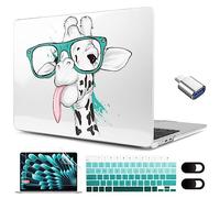 MEEgoodo Coque rigide avec protection de clavier pour ordinateur portable M4/M3/M2 MacBook Air 15,3" 2025, 2024 et 2023, modèle adapté (A3241/A3114/A2941) pour ordinateur portable 15" Motif girafe