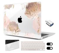 MEEgoodo Coque rigide transparente pour ordinateur portable M3 MacBook Pro 14" 2023 2021 A2918 A2992 A2779 A2442 M2 M1 Pro/Max 2023 2021, webcam, film de pavé tactile et adaptateur de type C, fleurs