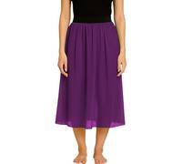 MEEK MERCERY BY KF Jupe midi en mousseline de soie pour filles - Jupe de plage transparente pour femme S à 5XL - Taille C15, Violet, S grande longueur