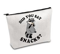 Meeko Trousse de maquillage avec motif raton laveur Did You Say Snacks Cadeau pour amoureux de raton laveur, blanc, Snacks