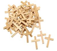 meekoo 24 Pièces Croix en Bois Naturel Pendentifs Mini Croix Perlée pour DIY Artisanats Fabrication de Bijoux