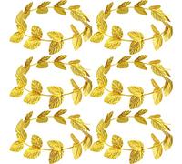 Meekoo 6 Pcs Bandeau de Toge d'Halloween Couronne Romaine Couronne Grecque Couronne de Feuille d'Or Bandeau Couronne de Laurier Coiffe de Costume de Toga pour Hommes Femmes Accessoires de Fête