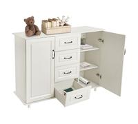 MEELRYD - Armoire de salle de bain avec 4 tiroirs et 2 portes - Espace de rangement à six niveaux - Commode avec tiroirs - Armoire de salle de bain pour salle de bain, salon, chambre à coucher - 120 x