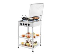 MEELRYD Cuisinière à gaz naturel autoportante avec 4 brûleurs - Avec 4 couvercles de protection contre la poussière - Pour voyage, activités de plein air - 49 x 49 x 79 cm - Blanc