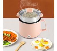 MEELRYD Hot Pot électrique avec casserole vapeur, multicuiseur électrique antiadhésif portable à double contrôle de puissance pour steak/pâtes/soupe/œuf/avoine (rose + vapeur)
