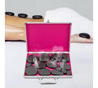 MEELRYD Hot Stone Lot de 18 pierres de massage chaudes dans un coffret chauffant portable Traitement thermique pour les utilisateurs privés, spa, massothérapie et détente