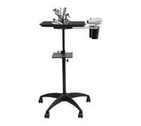 MEELRYD Plateau de salon sur roues avec support - Chariot de coiffeur - Chariot de manœuvre - Chariot de tatouage réglable en hauteur avec roulettes - Accessoires pour salon et spa - Noir