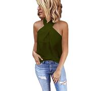MeeQee Débardeur sans Manches pour Femme Slim Fit élégantes Sexy Halter Neck Camisole Haut Top à la Mode de l'été