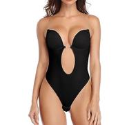 MeeQee Femme Body Shaper Bra Dos Nu Invisible Push Up Soutien-gorge Shaper String Sous-Vêtement Sculptant Avec Bandoulière Transparente Pour Robe de Soirée Mariage BLACK/S