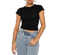 MeeQee T-Shirt à col Rond uni pour Femme Manches Manches Courtes Sexy pour Style Streetwear des Y2K