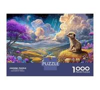 Meerkat Puzzle 1000 PiècesVallée des Meerkats pour Débutants Carton sans Odeur Anti-Stress pour Cadeaux De Remerciement Prix Promo 38x26cm/1000pcs