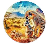 MeerkatPuzzles en Bois 1000 Pièces pour Adultes Rond désertDécorations Familiales À Défi Créatif1000pcs (67.5x67.5cm)
