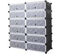 Meerveil Armoire à Chaussures Meuble de Rangement pour 24 Paires de Chaussures 12 Cube Etagère à Chaussures Etagère de Rangement en