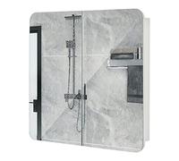Meerveil - Armoire de Toilette Miroir - Salle de Bain avec 2 Portes Miroir Pleine 5 Etagères Bois Moderne, 68 x 13 x 66 cm Blanc
