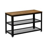 Meerveil Banc à Chaussures, Etagère à Chaussures 2 Niveaux en Maille, 73 x 30 x 45 cm, Range Chaussures, Meuble à Chaussures, pour Couloir, Chambre, Salon, Armature, H1070SB02RT Marron Vintage/Noir