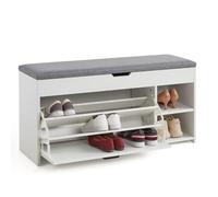 Meerveil Banc Chaussures entrée, 4 espaces Rangement, Blanc, 100x30x52 cm