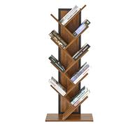 Meerveil Bibliothèque, Étagère à 8 Niveaux en Bois, en Forme d'arbre, Style Industriel, Montage Facile, 50 x 22 x 125 cm, Meuble de Rangement, pour Salon, Bureau, Chambre, Marron