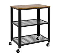 Meerveil Chariot de Service à 3 Niveaux Chariot Roulant, Etagère de Rangement, Petit desserte Mobile Style Vintage Industriel pour Salon cuisin, 60 x 40 x 76,5 cm, Marron Noir
