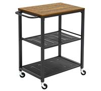 Meerveil Chariot de Service à 3 Niveaux, Desserte de Style Industriel, Étagère de Cuisine, Cadre Métallique, Étagère de Rangement avec Poignée et Roues, 60 x 40 x 78.5 cm, Marron Rustique et Noir