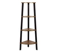 Meerveil Etagère d’Angle Vintage Meuble de Rangement à 4 Etages Bibliothèque d’Echelles pour Salon Chambre Cuisine Balcon Salle de Bain, Rustique Marron et Noir