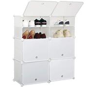 Meerveil Mondeer Étagère à Chaussures Modulable, Rangement Chaussures à Emboîtement, Porte-Chaussures Portable avec 6 Casiers, Meuble de Rangement DIY, 83 * 31 * 93cm(Blanc)