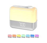 MeesMeek Réveil numérique simulant l'aube pour la chambre à coucher : lumière de réveil, lampe de nuit ambiante RGB, 9 minutes de fonction snooze, 6 sons naturels, 7 niveaux de volume