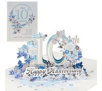 MeeSunnie Carte de vœux pop-up 3D pour 10e anniversaire de mariage, 10 ans de mariage, 50 ans d'étape importante pour les âmes sœurs, célébration, félicitations pour les couples, mari, épouse (10ème)