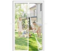 Meet Beauty Moustiquaire Magnetique Porte Fenetre 65x120cm, 3ᵉ Génération Anti-vent, Installation Facile, Multi Tailles Disponibles, Blanc