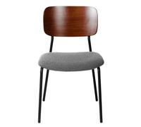 Meet Chaise visiteur Lisa - Revêtement tissus bou ris - Dossier Noyer - Lot de 2