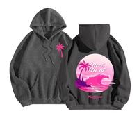 Meet Me At The Ocean Sweat à capuche bouffant rose pour femmes, grande taille, adolescentes, pulls, tendance, manches longues, Y2K, hauts avec poche, gris foncé, XXL