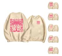 Meet Me At The Ocean Sweatshirts pour femmes grande taille rose bouffant chandail amusant pour adolescentes filles tendance à manches longues preppy tops, Kaki #1., XXL