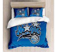 Meet Parure De Lit avec Housse De Couette en Microfibre Haut De Gamme avec Deux Taies d'oreiller Équipe De Basketball (Orlando Magic,200x200cm(1.5M/1.8MBed))