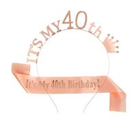 Meet-shop Couronne Anniversaire Ans,Bandeau Anniversaire Tiara Cristal Couronne Bandeau 40th Anniversaire Fille Sash Anniversaire pour Couronne de Mariée Proms de Mariage Concours Princesse Parties