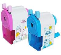 Meet-shop Taille-Crayon à Manivelle Mode Manuel 2 packs Manivelle Machine à Tailler avec Conteneur pour Enfants Etudiants Ecole Maison Bureau Studio Cadeau (Bleu+Rose)