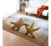 MeeTe Tapis De Fleur Rose Petit Vert Frais Et Pur Montagne Bleu Mer Chambre Bureau Maison Tapis Plage étoile De Mer à La Main avec des Amis Tapis Jaune Imprimé en 3D (Couleur 06,60_x_90_cm)
