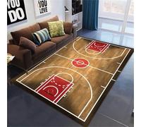 MeeTe Tapis De Salon, De Terrains De Football Et De Basket, De Canapé, De Table Basse, De Luxe, Haut De Gamme, Léger, pour Chambre À Coucher, De Chevet, Lavable (Terrains de Basket,80x120cm)