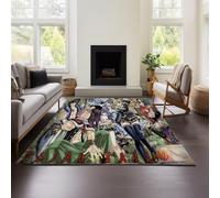 MeeTe Tapis De Salon Fairy Tail Vert À Poils Courts pour Chambre d'enfant, Lavable, Motif Floral Vintage (Fairy Tail 01,150x200 cm)