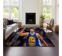 MeeTe Tapis De Salon Stephen Curry Vert À Poils Courts pour Chambre d'enfant, Lavable, Motif Floral Vintage, pour Chambre À Coucher (Curry 02,60x90 cm)