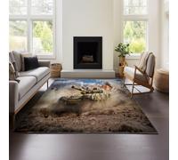 MeeTe Tapis Moelleux Et Antidérapant À Poils Longs pour Salle À Manger Ou Chambre À Coucher, Motif Guerre Tonnerre (War Thunder 02,140x200cm)