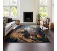MeeTe Tapis War Thunder pour Salon 120 X 160 Cm, Tapis De Chambre, Lavable en Machine, Antidérapant, Doux Et Moelleux, Motif Tie-Dye (War Thunder 02,100x120cm)