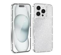 Meeter Coque pour iPhone 16 Pro, Bling Diamond Paillettes Silicone TPU Etui et Verre Trempé, Housse Glitter Brillant TPU Bumper Case Cover de Protection pour Femmes et Filles pour iPhone 16 Pro