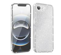 Meeter Coque pour iPhone 16e, Bling Diamond Paillettes Silicone TPU Etui et Verre Trempé, Housse Glitter Brillant TPU Bumper Case Cover de Protection pour Femmes et Filles pour iPhone 16e