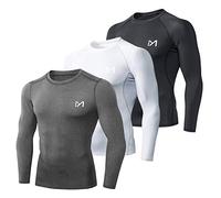 MEETEU Homme Manches Longues Compression Baselayer T-Shirt Fitness Vêtements Séchage Running Gym Workout